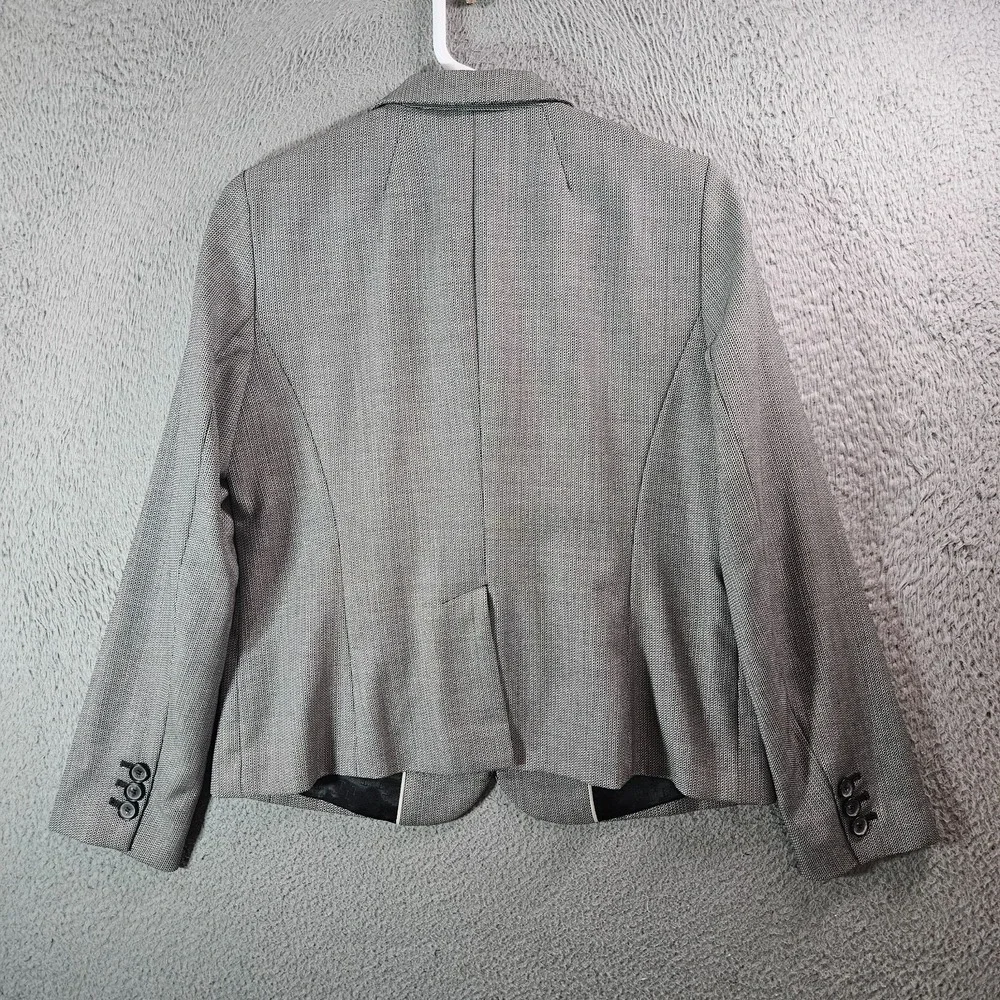 Talbots Wool Blend Blazer Suit Jacket Women 10 Petite 2-Button Gray Black Office